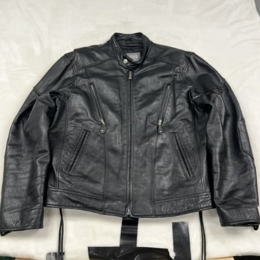 Wilsons Leather Jacket Mens XL Black Moto Biker Thinsulate Quilted Side Lace